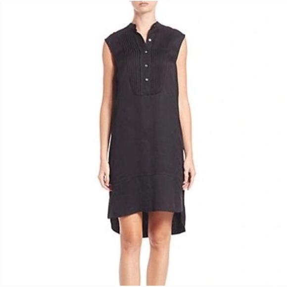 ATM Anthony Thomas Melillo Sleeveless Pintuck Tuxedo Dress in Black XS - Picture 1 of 6